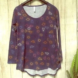 LuLaRoe Navy Blue Geometric Print Top